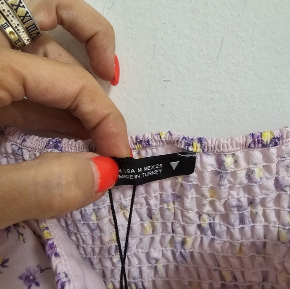 Zara pink floral sweetheart neckline cropped top nwt - Picture 7 of 9